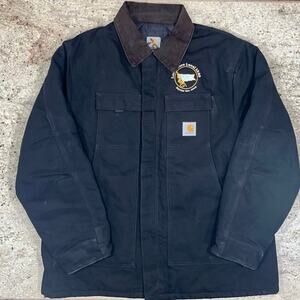 90s Carhartt Chore Duck Canvas Quilt Lined Black Detroit Jacket Size 50 or 2XL
